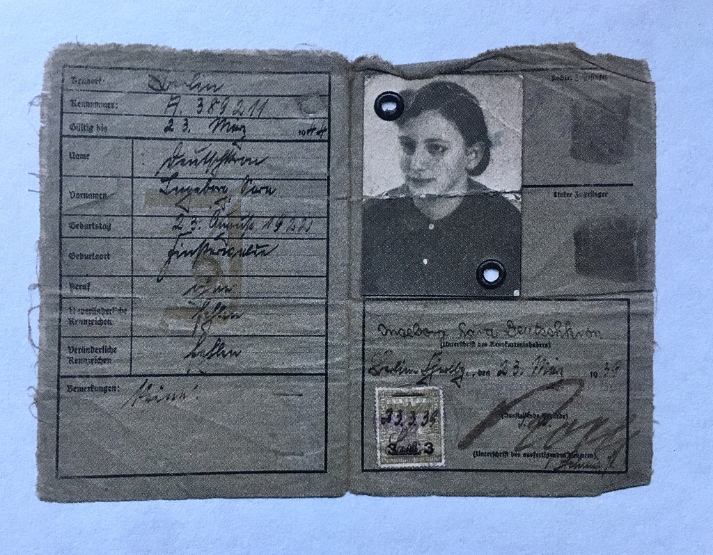 Il documento di identità di Inge Deutschkron