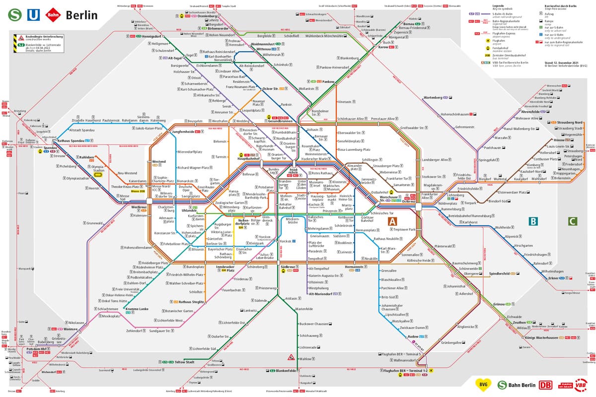 Cartina della linea metropolitana di Berlino